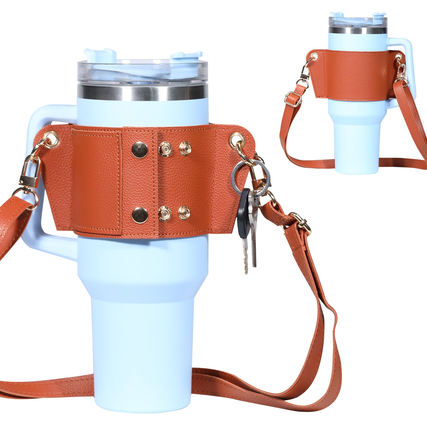 Wholesale 40oz Ice Cup Cover PU Leather Adjustable Crossbody Cup Accessories